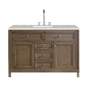 James Martin 305-V48-WWW-3ESR Chicago 48 Inch Single Vanity Whitewashed Walnut with 3 CM Eternal Serena Quartz Top