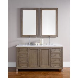 James Martin 305-V60D-3WZ Chicago 60 Inch Double Vanity with 3cm White Zeus Quartz Top