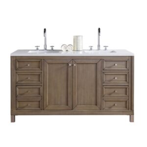 James Martin 305-V60D-3WZ Chicago 60 Inch Double Vanity with 3cm White Zeus Quartz Top