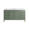 James Martin 305-V60D-SC-3AF Chicago 60 Inch Smokey Celadon Double Sink Vanity with 3 cm Arctic Fall Top