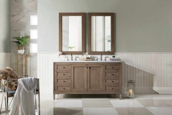 James Martin 305-V60D-WWW Chicago 60 Inch Double Vanity in Whitewashed Walnut