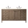 James Martin 305-V60D-WWW-3EMR Chicago 60 Inch Double Vanity Whitewashed Walnut with 3 CM Eternal Marfil Quartz Top