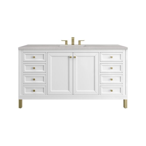 James Martin 305-V60S-GW-3ESR Chicago 60 Inch Glossy White Single Sink Vanity with 3 cm Eternal Serena Top