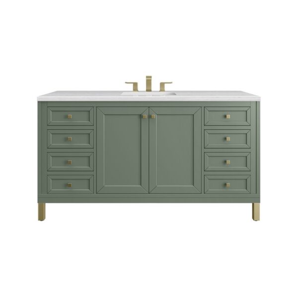 James Martin 305-V60S-SC-3AF Chicago 60 Inch Smokey Celadon Single Sink Vanity with 3 cm Arctic Fall Top