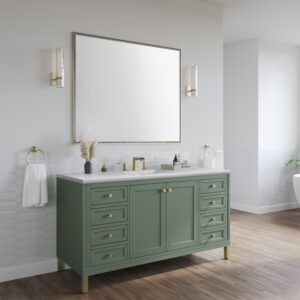 James Martin 305-V60S-SC-3AF Chicago 60 Inch Smokey Celadon Single Sink Vanity with 3 cm Arctic Fall Top