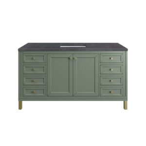 James Martin 305-V60S-SC-3CSP Chicago 60 Inch Smokey Celadon Single Sink Vanity with 3 cm Charcoal Soapstone Top