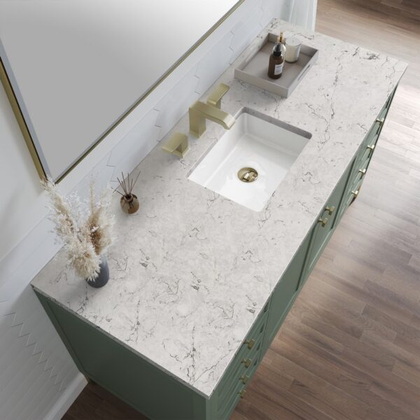 James Martin 305-V60S-SC-3EJP Chicago 60 Inch Smokey Celadon Single Sink Vanity with 3 cm Eternal Jasmine Pearl Top