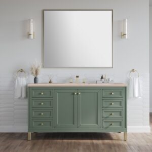 James Martin 305-V60S-SC-3EMR Chicago 60 Inch Smokey Celadon Single Sink Vanity with 3 cm Eternal Marfil Top