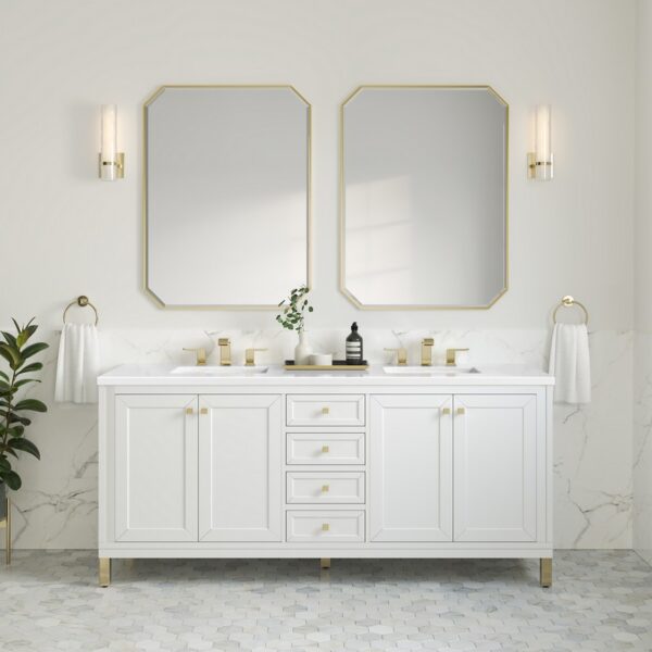 James Martin 305-V72-3WZ Chicago 72 Inch Double Vanity with 3cm White Zeus Quartz Top