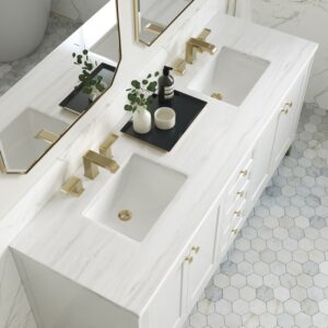 James Martin 305-V72-GW-3AF Chicago 72 Inch Glossy White Double Sink Vanity with 3 cm Arctic Fall Top