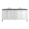 James Martin 305-V72-GW-3CSP Chicago 72 Inch Glossy White Double Sink Vanity with 3 cm Charcoal Soapstone Top