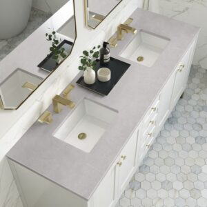 James Martin 305-V72-GW-3ESR Chicago 72 Inch Glossy White Double Sink Vanity with 3 cm Eternal Serena Top