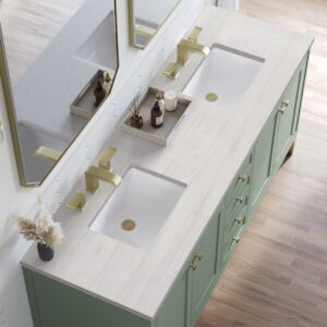 James Martin 305-V72-SC-3AF Chicago 72 Inch Smokey Celadon Double Sink Vanity with 3 cm Arctic Fall Top