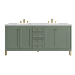 James Martin 305-V72-SC-3ENC Chicago 72 Inch Smokey Celadon Double Sink Vanity with 3 cm Ethereal Noctis Top