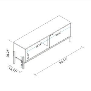 Manhattan Comfort Bowery 55.12 TV Stand with 2 Shelves in Black and Oak