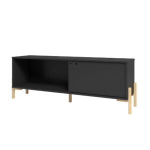 Manhattan Comfort Bowery 55.12 TV Stand with 2 Shelves in Black and Oak