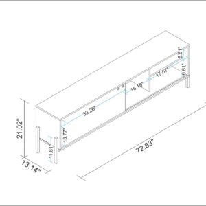 Manhattan Comfort Bowery 72.83 TV Stand with 4 Shelves in White and Oak