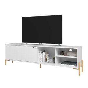 Manhattan Comfort Bowery 72.83 TV Stand with 4 Shelves in White and Oak