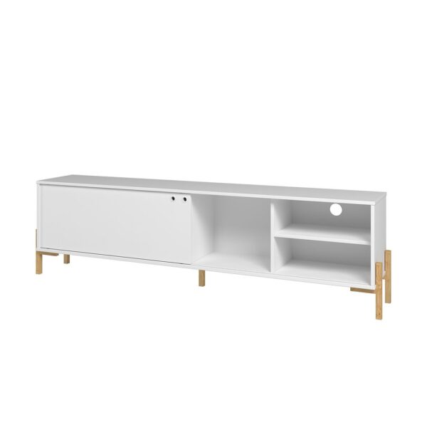 Manhattan Comfort Bowery 72.83 TV Stand with 4 Shelves in White and Oak