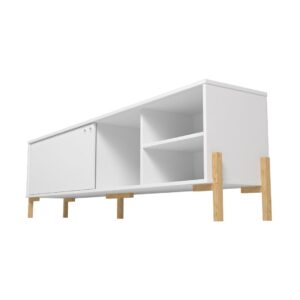 Manhattan Comfort Bowery 72.83 TV Stand with 4 Shelves in White and Oak