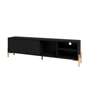 Manhattan Comfort Bowery 72.83 TV Stand with 4 Shelves in Black and Oak