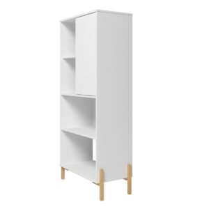 Manhattan Comfort Bowery Bookcase with 5 Shelves in White and Oak