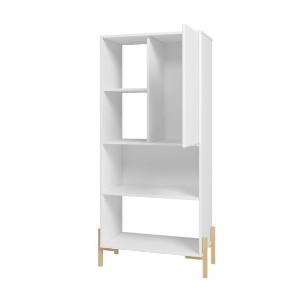 Manhattan Comfort Bowery Bookcase with 5 Shelves in White and Oak