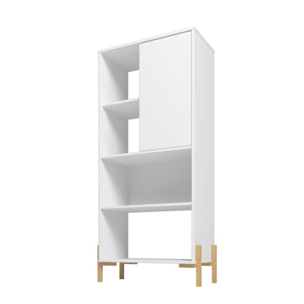 Manhattan Comfort Bowery Bookcase with 5 Shelves in White and Oak