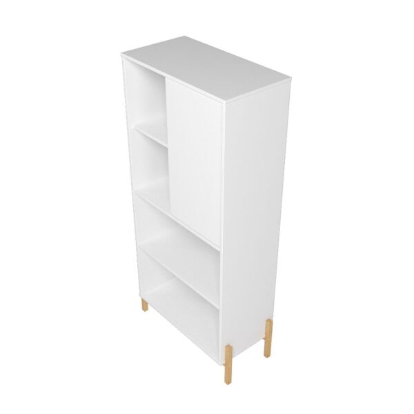 Manhattan Comfort Bowery Bookcase with 5 Shelves in White and Oak