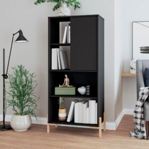 Manhattan Comfort Bowery Bookcase with 5 Shelves in Black and Oak