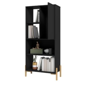 Manhattan Comfort Bowery Bookcase with 5 Shelves in Black and Oak