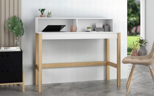 Manhattan Comfort Bowery Desk in White and Oak