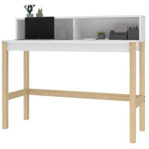 Manhattan Comfort Bowery Desk in White and Oak