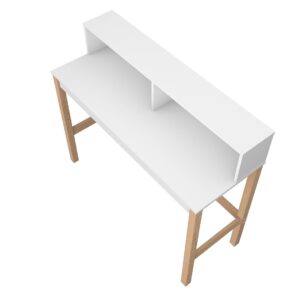 Manhattan Comfort Bowery Desk in White and Oak