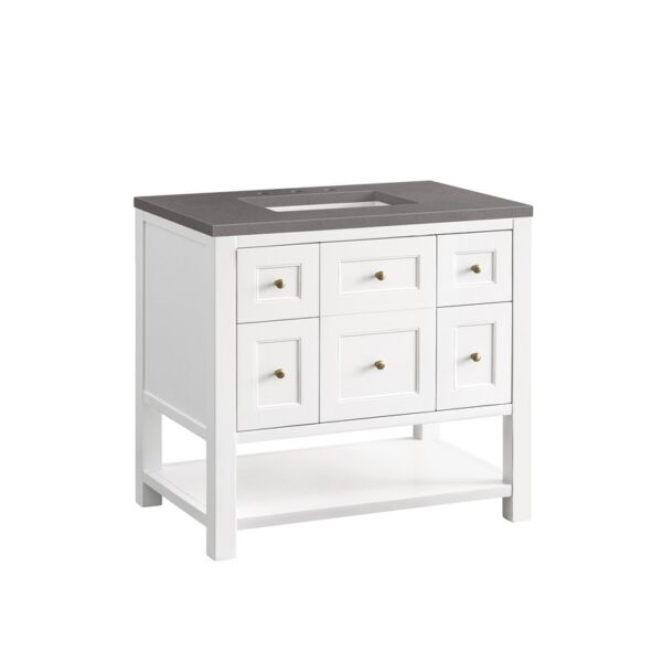 James Martin 330-V36-BW-3GEX Breckenridge 36 Inch Bright White Single Sink Vanity with 3 cm Grey Expo Top