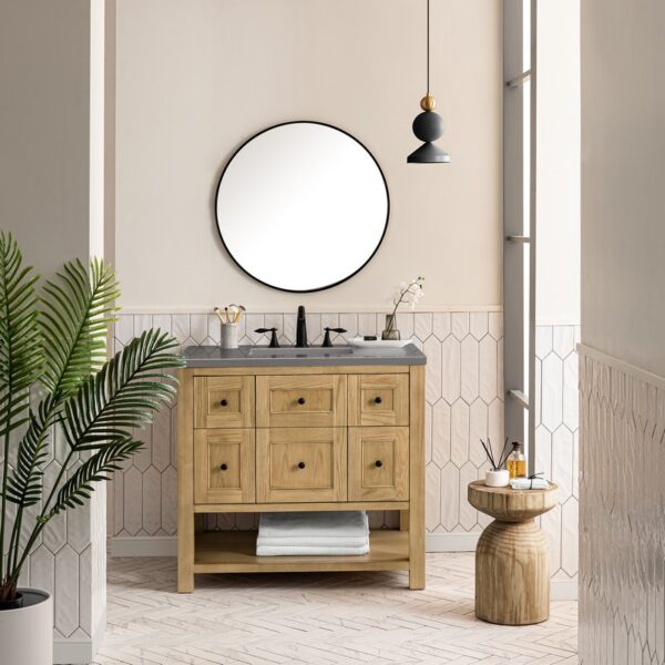 James Martin 330-V36-LNO-3GEX Breckenridge 36 Inch Light Natural Oak Single Sink Vanity with 3 cm Grey Expo Top