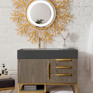 James Martin 388-V36-AGR-RG Columbia 36 Inch Single Vanity in Ash Gray, Radiant Gold