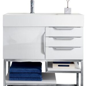 James Martin 388-V36-GW-BN Columbia 36 Inch Single Vanity in Glossy White