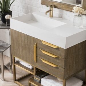 James Martin 388-V36-LTO-RG Columbia 36 Inch Single Vanity in Latte Oak, Radiant Gold