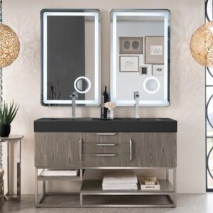 James Martin 388-V59D-AGR-BN Columbia 59 Inch Double Vanity in Ash Gray