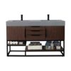 James Martin 388-V59D-CFO-MB-DGG Columbia 59 Inch Double Vanity Cabinet with Dusk Grey Glossy Composite Top - Coffee Oak