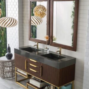 James Martin 388-V59D-CFO-RG Columbia 59 Inch Double Vanity in Coffee Oak, Radiant Gold