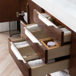 James Martin 388-V72D-CFO-BN-GW Columbia 72 Inch Double Vanity in Coffee Oak with Glossy White Solid Surface Top