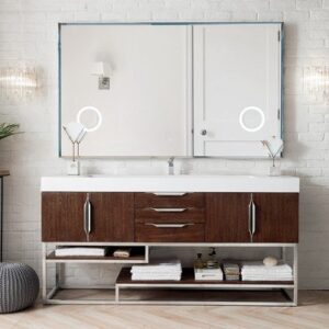 James Martin 388-V72S-CFO-BN-DGG Columbia 72 Inch Single Vanity in Coffee Oak with Glossy Dark Gray Solid Surface Top