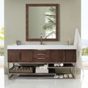 James Martin 388-V72S-CFO-BN-GW Columbia 72 Inch Single Vanity in Coffee Oak with Glossy White Solid Surface Top