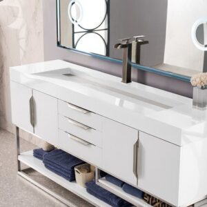 James Martin 388-V72S-GW-BN Columbia 72 Inch Single Vanity in Glossy White