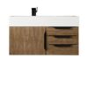 James Martin 389-V36-LTO-MB-GW Mercer Island 35 1/2 Inch Single Vanity Cabinet with Glossy White Composite Top - Latte Oak