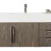 James Martin 389-V48-AGR-A-GW Mercer Island 48 Inch Single Vanity in Ash Gray with Glossy White Solid Surface Top