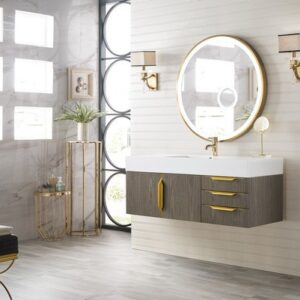 James Martin 389-V48-AGR-G Mercer Island 48 Inch Single Vanity in Ash Gray, Radiant Gold