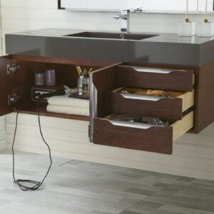 James Martin 389-V48-CFO-A-DGG Mercer Island 48 Inch Single Vanity in Coffee Oak with Glossy Dark Gray Solid Surface Top